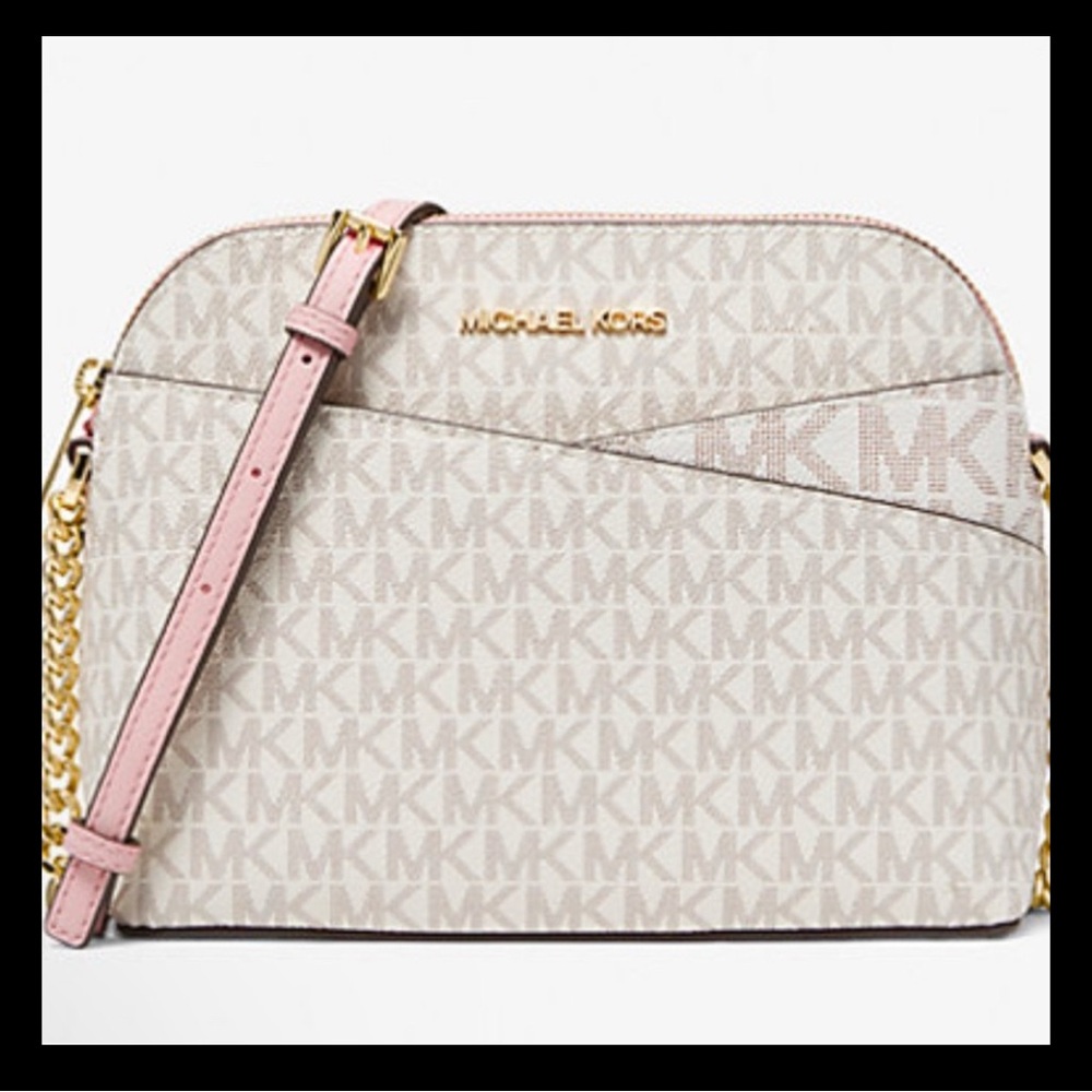 NWT Michael Kors Jet Set Travel Medium Dome Crossbody Bag - Rose Powder Blush